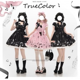 Musical Notes Short Sleeves Sweet Lolita Dress OP by TrueColor (TCR01)