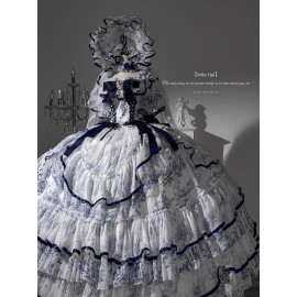 Rain Falling on Celadon Boned Classic Lolita Dress OP (XWM01)