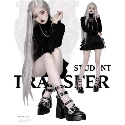 Lunar God Prayer Goth Punk Heels Shoes by Transfer Student (TSS02)