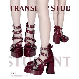 Lunar God Prayer Goth Punk Heels Shoes by Transfer Student (TSS02)