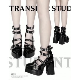 Lunar God Prayer Goth Punk Heels Shoes by Transfer Student (TSS02)