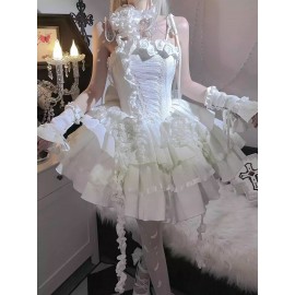 Pure White Gothic Lolita Short Dress by Silent Garden (SMR04)