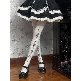 Candle Ode Butterfly Shadow Butterfly Candle White Gothic Tights (SOK03)