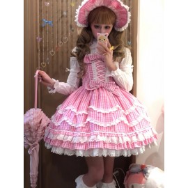 Retro Plaid Sweet Lolita JSK Dress by Tatata Lolita (TTT01)