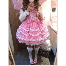 Retro Plaid Sweet Lolita JSK Dress by Tatata Lolita (TTT01)