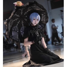 Faded Memories | Black and White Stained Glass Gothic Umbrella (UM01)