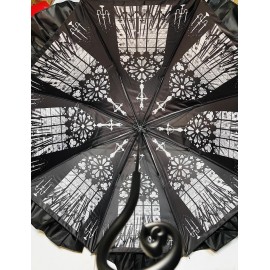 Faded Memories | Black and White Stained Glass Gothic Umbrella (UM01)