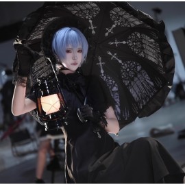 Faded Memories | Black and White Stained Glass Gothic Umbrella (UM01)