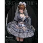 SALE! Swan Lake Grey Feather Lolita Dress JSK + Bolero + Sleeves 3pc Set Outfit SIZE L by Urtto (SALEA)