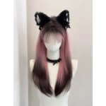Siamese Cat Pink Gradient Black Long Wig (WIG02)