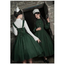 Letters and Poetry: Abyss Therapy Room Green Gothic Lolita OP/JSK by Withpuji (WJ227)