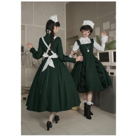 Letters and Poetry: Abyss Therapy Room Green Gothic Lolita OP/JSK by Withpuji (WJ227)