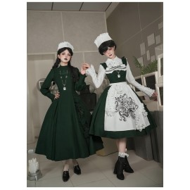 Letters and Poetry: Abyss Therapy Room Green Gothic Lolita OP/JSK by Withpuji (WJ227)