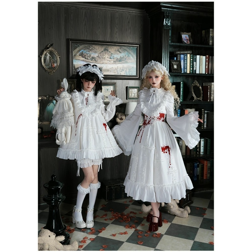 The Cross-Shaped Figure White Goth Lolita Dress OP by With Puji (WJ228)