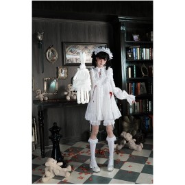 The Cross-Shaped Figure White Goth Lolita Dress OP by With Puji (WJ228)