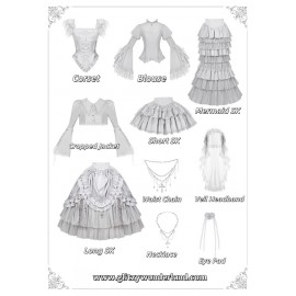 Letters and Poetry · Bionic Figure | Gothic Lolita Corset SK Set by With Puji (WJ230)