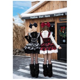 Snowy Night Wish Song Plaid Winter Lolita Outfit by With Puji (WJ236)