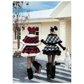 Snowy Night Wish Song Plaid Winter Lolita Outfit by With Puji (WJ236)