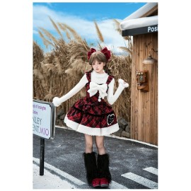 Snowy Night Wish Song Plaid Winter Lolita Outfit by With Puji (WJ236)