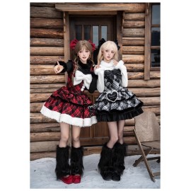 Snowy Night Wish Song Plaid Winter Lolita Outfit by With Puji (WJ236)