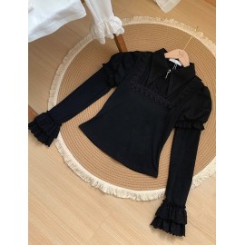 Letters and Poems: Oath Knitted Stretch Lolita Winter Blouse by Withpuji (WJ240)