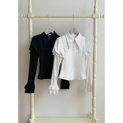 Letters and Poems: Oath Knitted Stretch Lolita Winter Blouse by Withpuji (WJ240)
