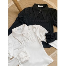 Letters and Poems: Oath Knitted Stretch Lolita Winter Blouse by Withpuji (WJ240)