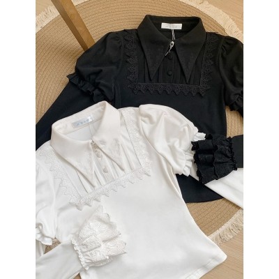 Letters and Poems: Oath Knitted Stretch Lolita Winter Blouse by Withpuji (WJ240)