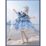 Blue Breath Jellyfish Gradient Classic Lolita Dress JSK 3pc Set by YingLuoFu (YLF09)