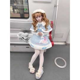 Winter Snow Cat Sweet Lolita Dress JSK & Cape (WS213)