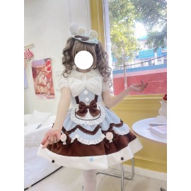 Cream Snow Cat Sweet Lolita Dress JSK (WS214)