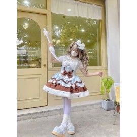 Cream Snow Cat Sweet Lolita Dress JSK (WS214)