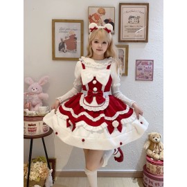 Cream Snow Cat Sweet Lolita Dress JSK (WS214)