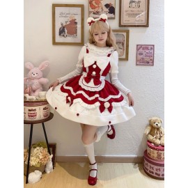 Cream Snow Cat Sweet Lolita Dress JSK (WS214)