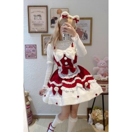 Cream Snow Cat Sweet Lolita Dress JSK (WS214)