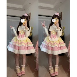 Cream Snow Cat Sweet Lolita Dress JSK (WS214)