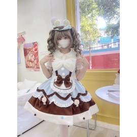 Cream Snow Cat Sweet Lolita Dress JSK (WS214)