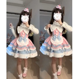 Cream Snow Cat Sweet Lolita Dress JSK (WS214)