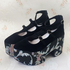 Floral Velvet Lolita Shoes (SU1)