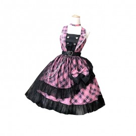 Punk Pink Plaid Idol Lolita Style Dress JSK (DJ08)