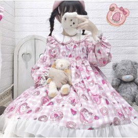 Strawberry Bear Sweet Lolita Style Dress OP by Lineall Cat (LC04)