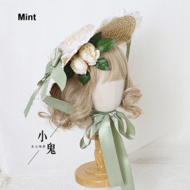 Bowknot Lace Lolita Style Straw Hat (LG65)