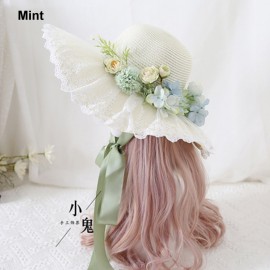 Flowers Lolita Style Straw Hat (LG66B)
