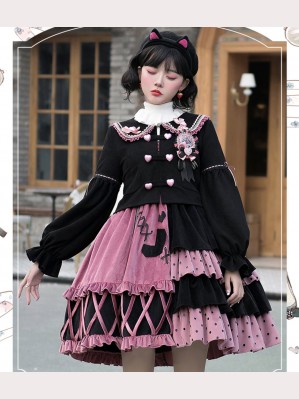Lady Sweet Lolita Dress Girls Cute Cat Strappy Bow Princess