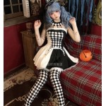 Halloween Poker Clown Choker + Top + Skirt + Socks Outfit (JYF09)