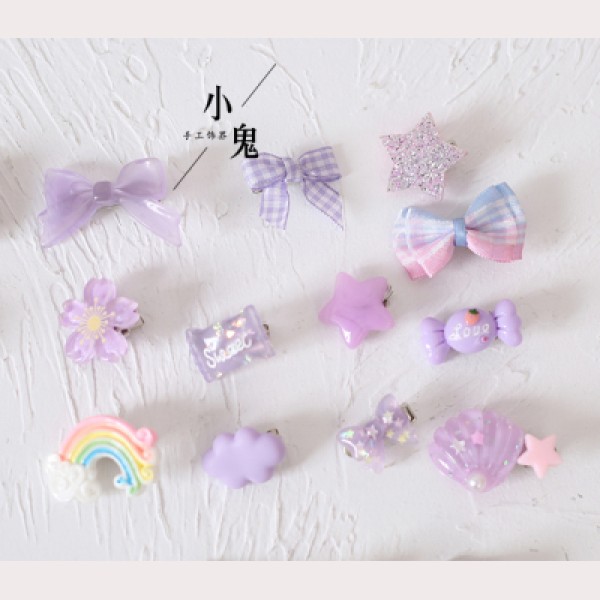Decoden Frosted Bows For Girls Super Cute Kawaii Frosted Hair Clips -  Lavender - Kawaii Hair Candy