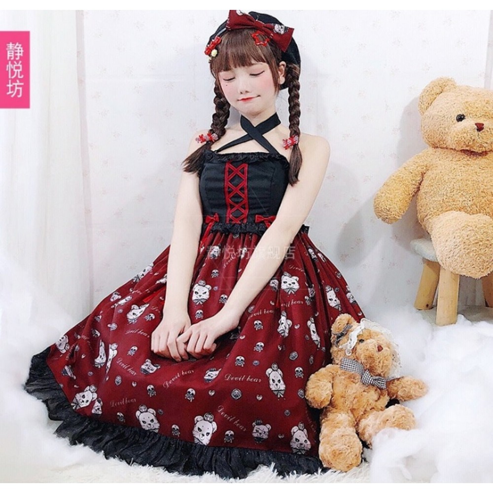Devil Bear Gothic Lolita Style Dress JSK by JingYueFang (YJ01)