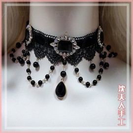Handmade Black Pearl Lolita Headpiece + Choker Set (SL05)