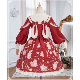 Strawberry Milkshake Lolita Dress OP + KC Set by YingLuoFu (SF09)