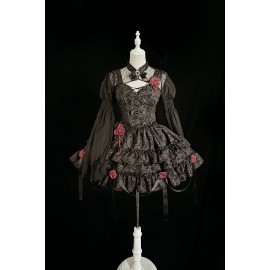Bleeding Rose Gothic Lolita Style Cropped Blouse by Alice Girl (AGL47F)